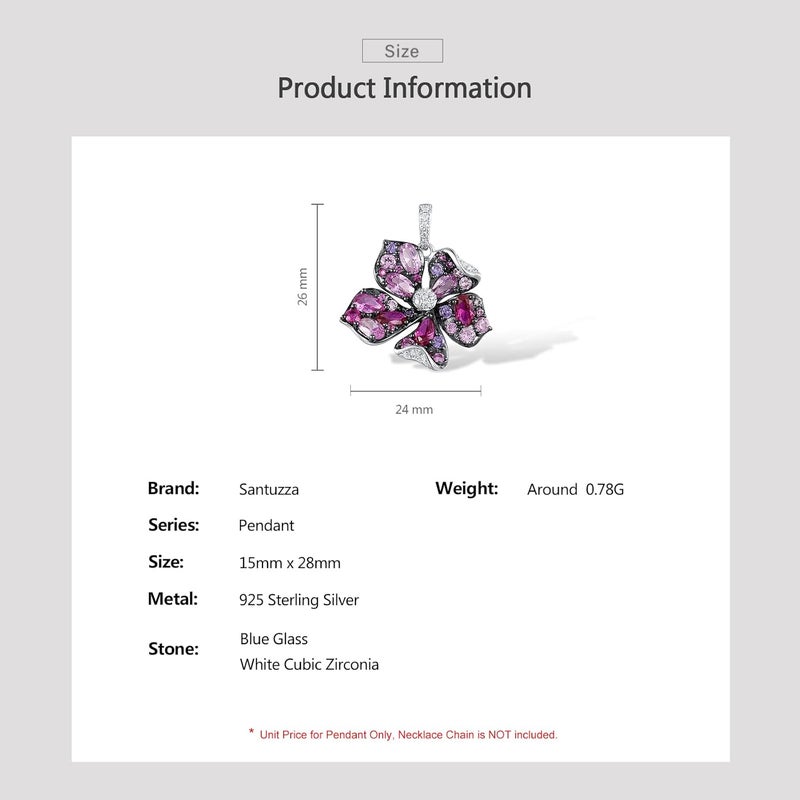 Santuzza Sterling Silver Gemstone Flower Pendant for Women - Image 4